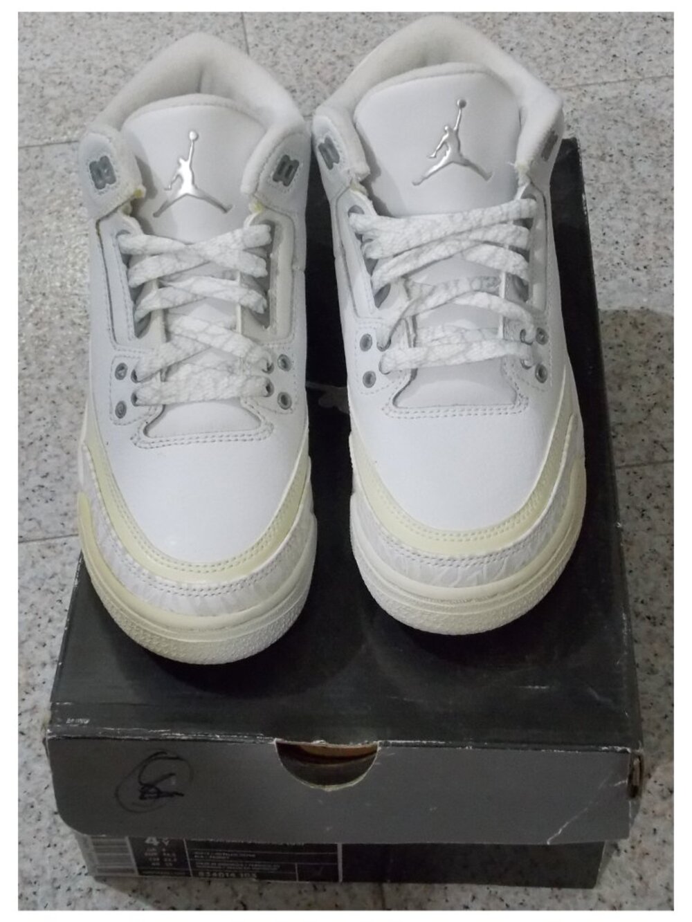2007 AIR JORDAN 3 RETRO Pure Money 834014 103 Junior US 4.5Y/UK 4 white